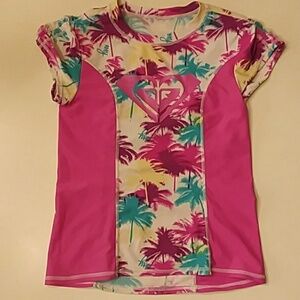 Roxy short sleeve 7 palm tree print rash guard
